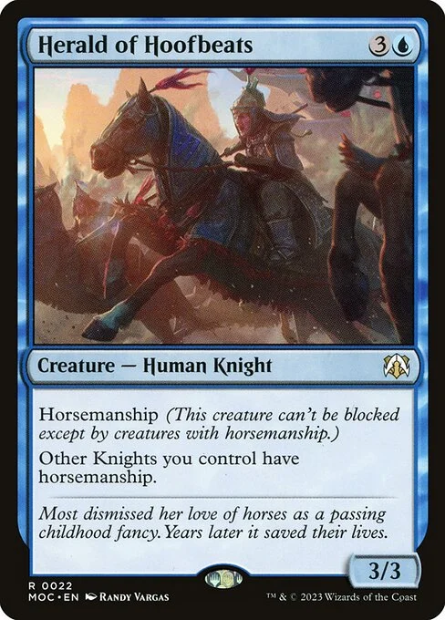 Herald of Hoofbeats, carta Magic di tipo Creature — Human Knight illustrata da Randy Vargas
