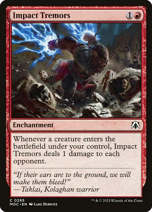 Impact Tremors, carta Magic di tipo Enchantment illustrata da Lake Hurwitz