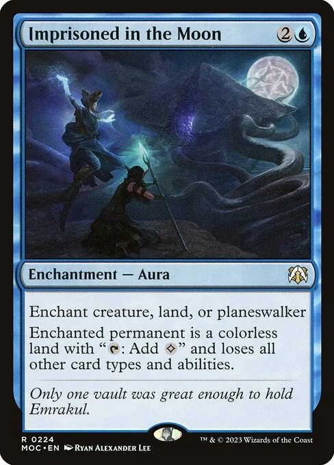 Imprisoned in the Moon, carta Magic di tipo Enchantment — Aura illustrata da Ryan Alexander Lee