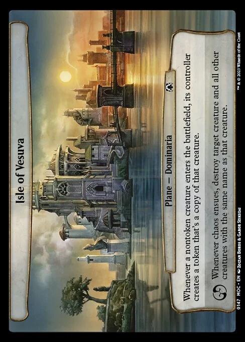 Isle of Vesuva, carta Magic di tipo Plane — Dominaria illustrata da Zoltan Boros & Gabor Szikszai