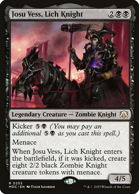 Josu Vess, Lich Knight, carta Magic di tipo Legendary Creature — Zombie Knight illustrata da Tyler Jacobson