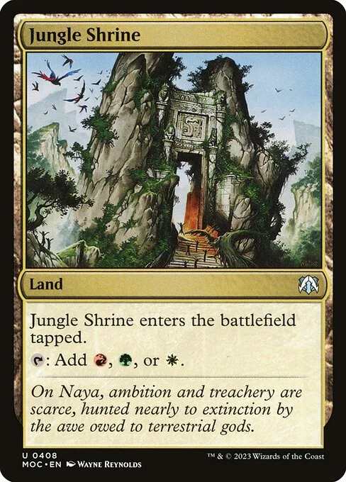 Jungle Shrine, carta Magic di tipo Land illustrata da Wayne Reynolds