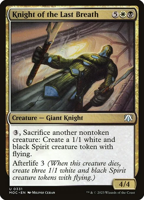 Knight of the Last Breath, carta Magic di tipo Creature — Giant Knight illustrata da Milivoj Ćeran