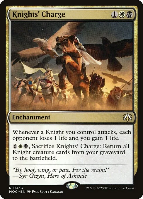 Knights' Charge, carta Magic di tipo Enchantment illustrata da Paul Scott Canavan