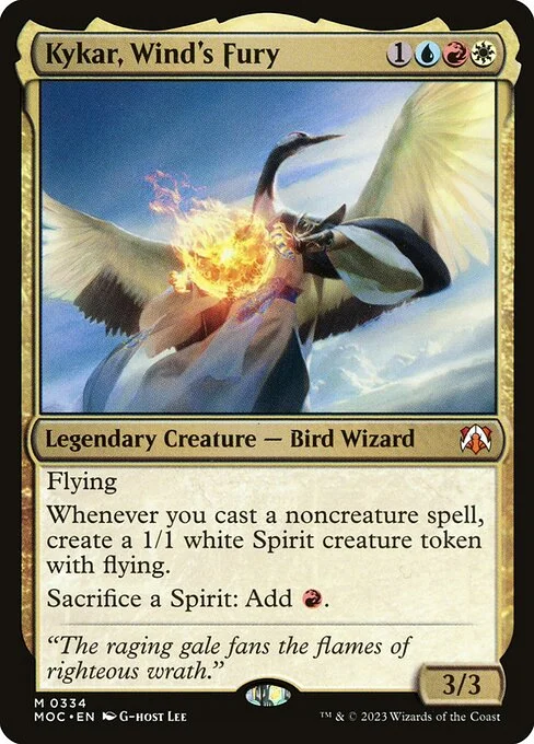 Kykar, Wind's Fury, carta Magic di tipo Legendary Creature — Bird Wizard illustrata da G-host Lee