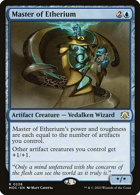Master of Etherium, carta Magic di tipo Artifact Creature — Vedalken Wizard illustrata da Matt Cavotta