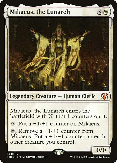 Mikaeus, the Lunarch, carta Magic di tipo Legendary Creature — Human Cleric illustrata da Steven Belledin