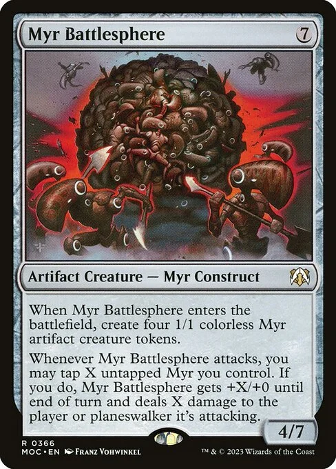 Myr Battlesphere, carta Magic di tipo Artifact Creature — Myr Construct illustrata da Franz Vohwinkel
