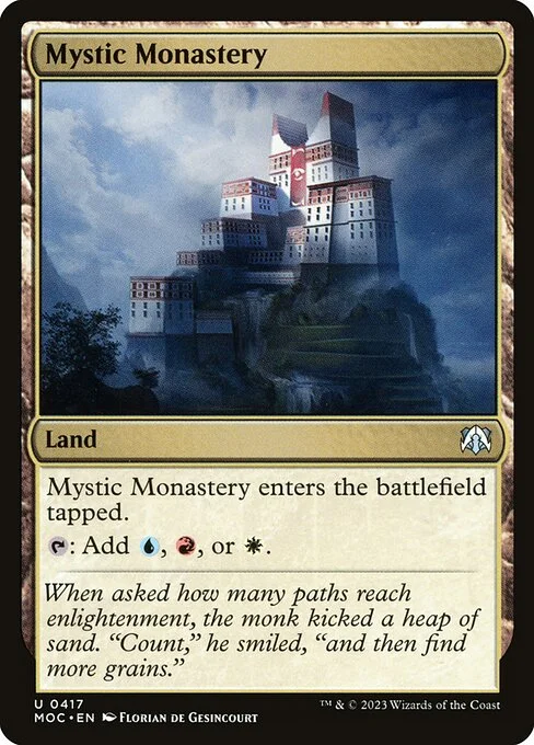 Mystic Monastery, carta Magic di tipo Land illustrata da Florian de Gesincourt