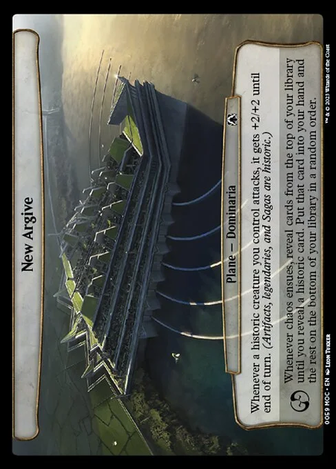 New Argive, carta Magic di tipo Plane — Dominaria illustrata da Leon Tukker
