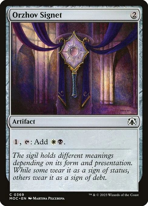 Orzhov Signet, carta Magic di tipo Artifact illustrata da Martina Pilcerova