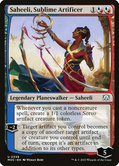 Saheeli, Sublime Artificer, carta Magic di tipo Legendary Planeswalker — Saheeli illustrata da Wesley Burt