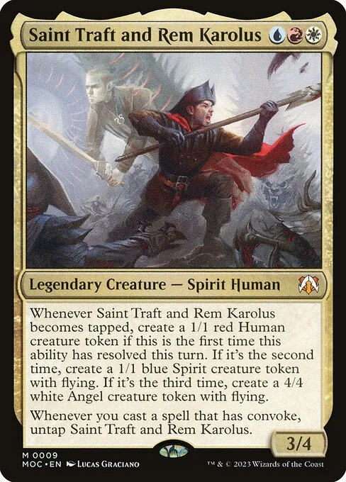 Saint Traft and Rem Karolus, carta Magic di tipo Legendary Creature — Spirit Human illustrata da Lucas Graciano