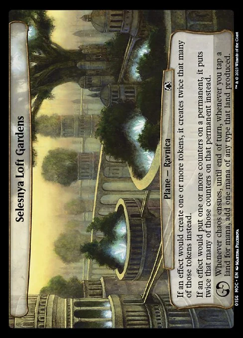 Selesnya Loft Gardens, carta Magic di tipo Plane — Ravnica illustrata da Martina Pilcerova
