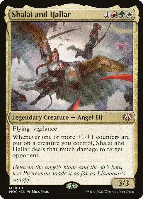 Shalai and Hallar, carta Magic di tipo Legendary Creature — Angel Elf illustrata da Mila Pesic