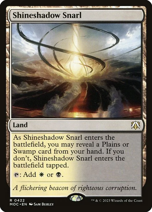 Shineshadow Snarl, carta Magic di tipo Land illustrata da Sam Burley