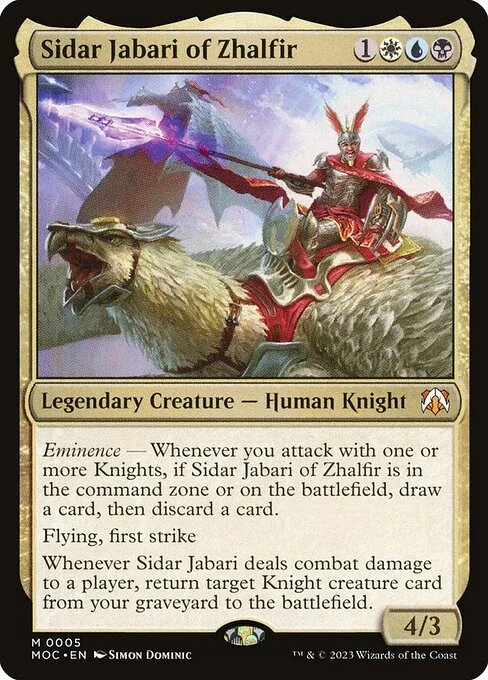 Sidar Jabari of Zhalfir, carta Magic di tipo Legendary Creature — Human Knight illustrata da Simon Dominic