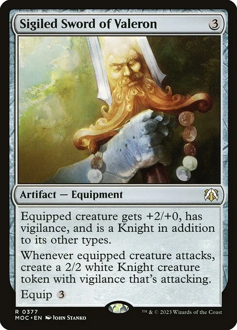Sigiled Sword of Valeron, carta Magic di tipo Artifact — Equipment illustrata da John Stanko