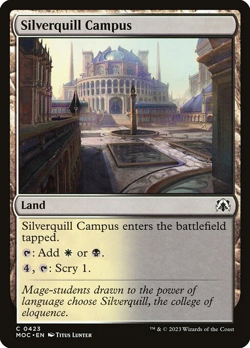 Silverquill Campus, carta Magic di tipo Land illustrata da Titus Lunter