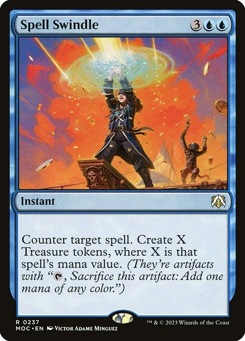 Spell Swindle, carta Magic di tipo Instant illustrata da Victor Adame Minguez