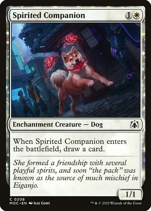 Spirited Companion, carta Magic di tipo Enchantment Creature — Dog illustrata da Ilse Gort