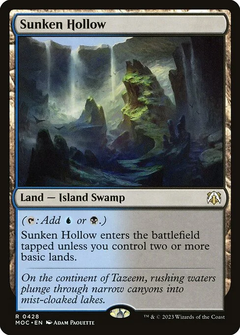 Sunken Hollow, carta Magic di tipo Land — Island Swamp illustrata da Adam Paquette