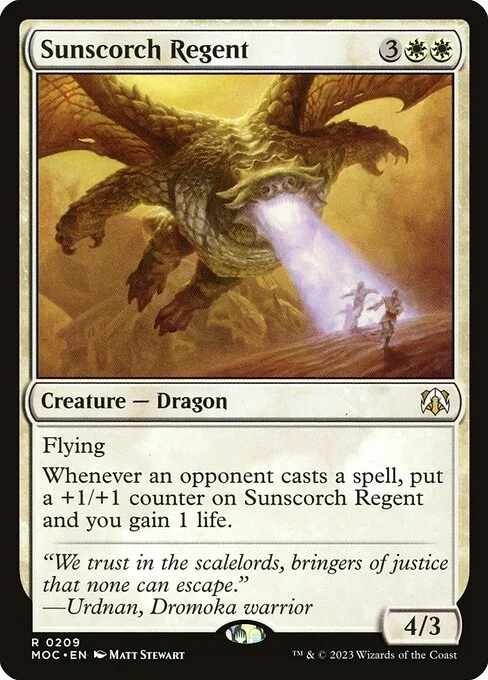 Sunscorch Regent, carta Magic di tipo Creature — Dragon illustrata da Matt Stewart