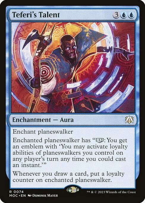 Teferi's Talent, carta Magic di tipo Enchantment — Aura illustrata da Dominik Mayer