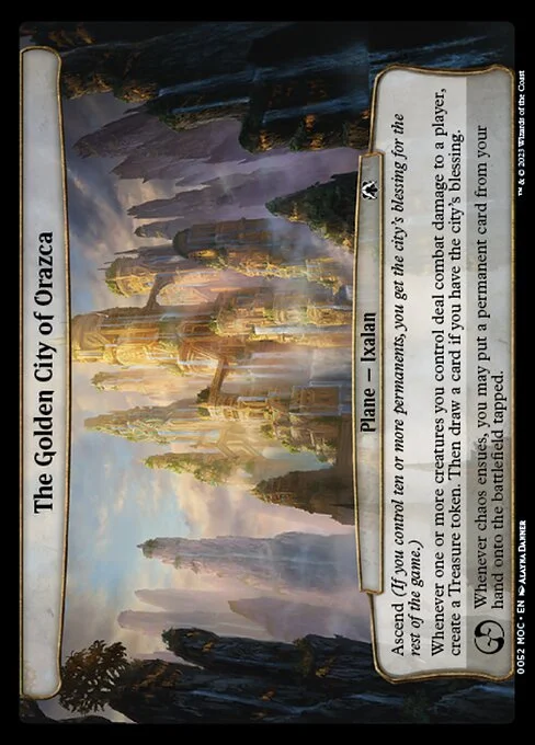 The Golden City of Orazca, carta Magic di tipo Plane — Ixalan illustrata da Alayna Danner