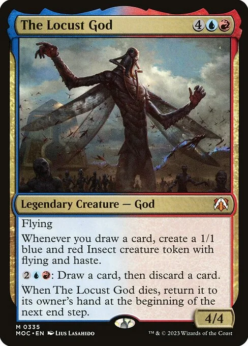 The Locust God, carta Magic di tipo Legendary Creature — God illustrata da Lius Lasahido