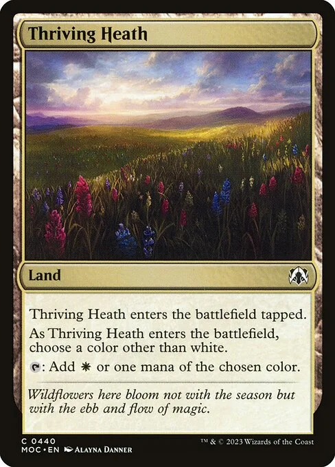 Thriving Heath, carta Magic di tipo Land illustrata da Alayna Danner