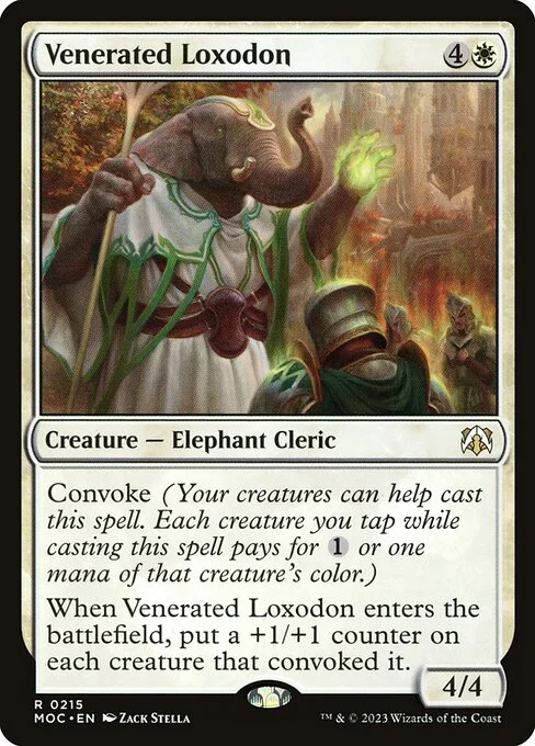 Venerated Loxodon, carta Magic di tipo Creature — Elephant Cleric illustrata da Zack Stella