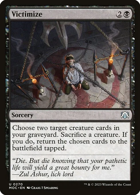 Victimize, carta Magic di tipo Sorcery illustrata da Craig J Spearing