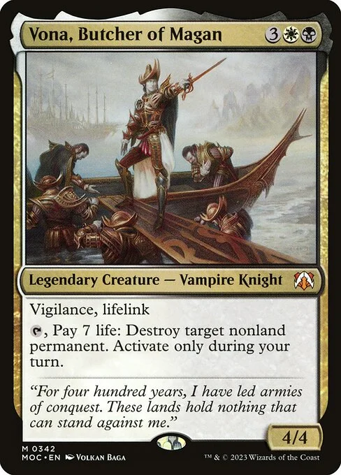 Vona, Butcher of Magan, carta Magic di tipo Legendary Creature — Vampire Knight illustrata da Volkan Baǵa