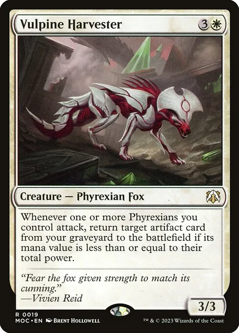 Vulpine Harvester, carta Magic di tipo Creature — Phyrexian Fox illustrata da Brent Hollowell
