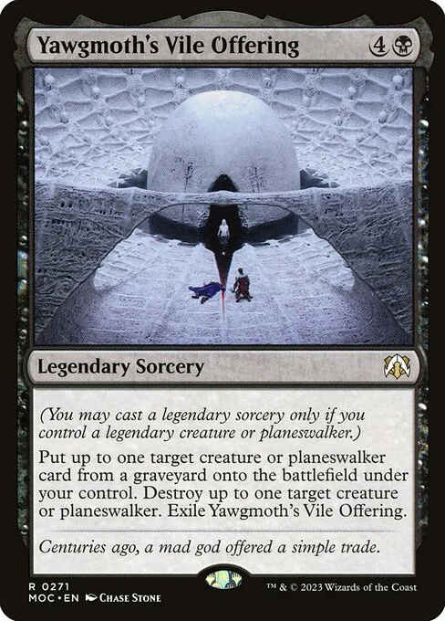 Yawgmoth's Vile Offering, carta Magic di tipo Legendary Sorcery illustrata da Chase Stone