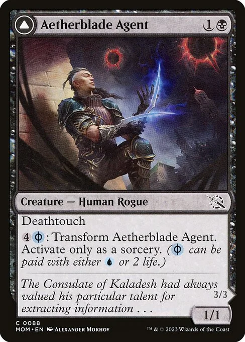 Aetherblade Agent // Gitaxian Mindstinger, carta Magic di tipo Creature — Human Rogue // Creature — Phyrexian Rogue illustrata da Alexander Mokhov