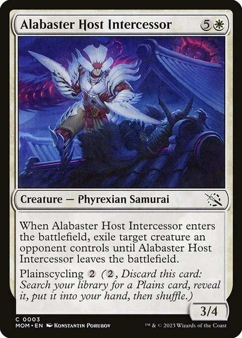 Alabaster Host Intercessor, carta Magic di tipo Creature — Phyrexian Samurai illustrata da Konstantin Porubov