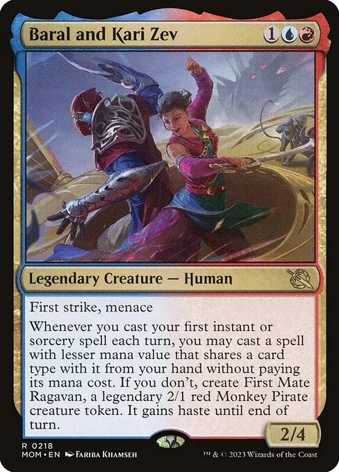 Baral and Kari Zev, carta Magic di tipo Legendary Creature — Human illustrata da Fariba Khamseh