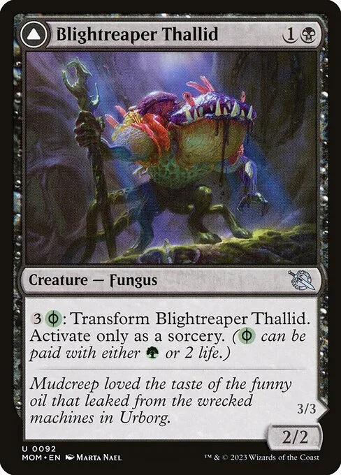Blightreaper Thallid // Blightsower Thallid, carta Magic di tipo Creature — Fungus // Creature — Phyrexian Fungus illustrata da Marta Nael