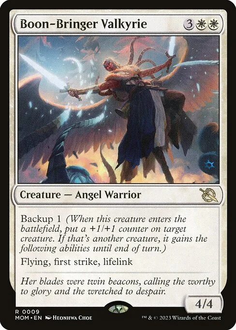 Boon-Bringer Valkyrie, carta Magic di tipo Creature — Angel Warrior illustrata da Heonhwa
