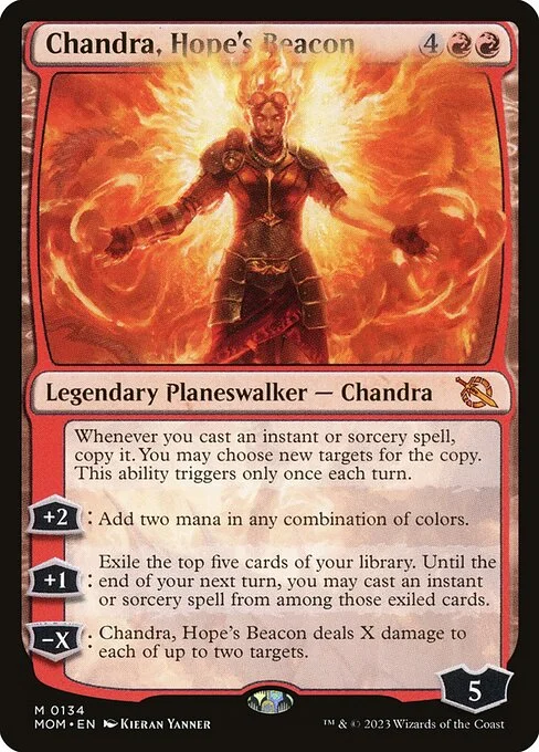 Chandra, Hope's Beacon, carta Magic di tipo Legendary Planeswalker — Chandra illustrata da Kieran Yanner