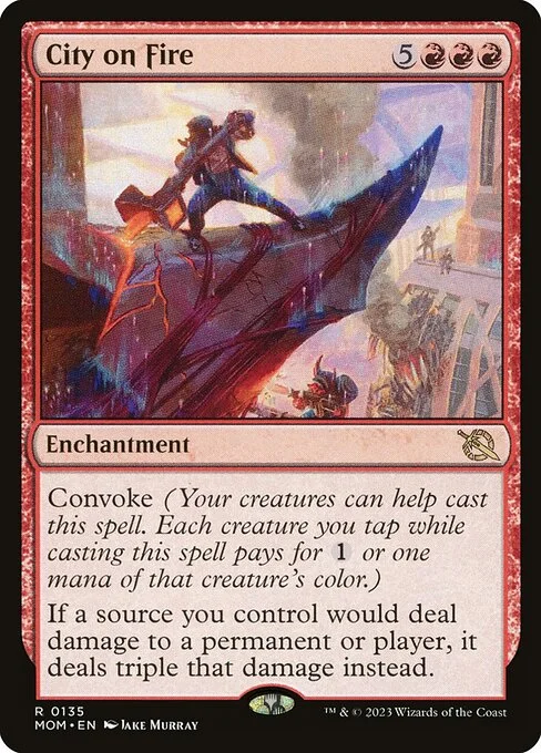 City on Fire, carta Magic di tipo Enchantment illustrata da Jake Murray