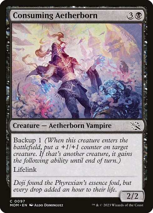 Consuming Aetherborn, carta Magic di tipo Creature — Aetherborn Vampire illustrata da Aldo Domínguez