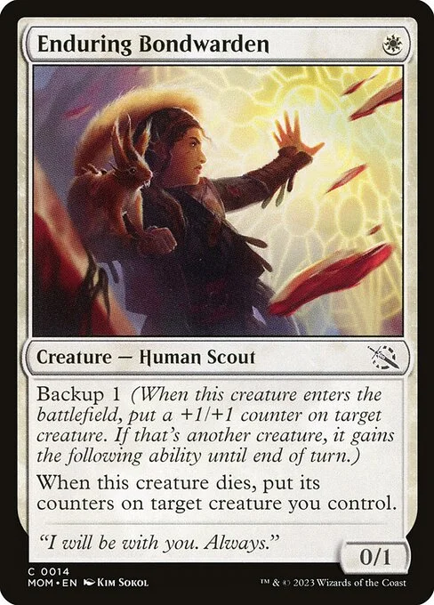 Enduring Bondwarden, carta Magic di tipo Creature — Human Scout illustrata da Kim Sokol