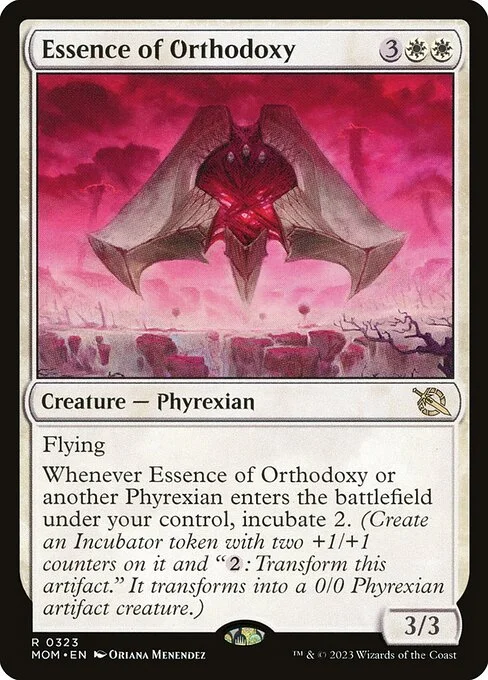 Essence of Orthodoxy, carta Magic di tipo Creature — Phyrexian illustrata da Oriana Menendez