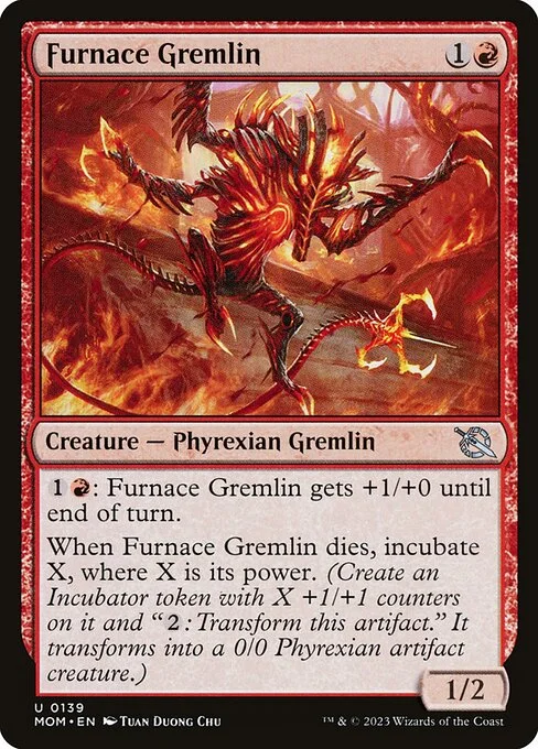 Furnace Gremlin, carta Magic di tipo Creature — Phyrexian Gremlin illustrata da Tuan Duong Chu