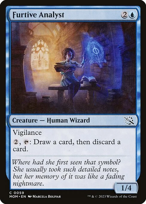 Furtive Analyst, carta Magic di tipo Creature — Human Wizard illustrata da Marcela Bolívar