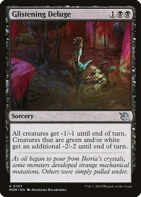 Glistening Deluge, carta Magic di tipo Sorcery illustrata da Anastasia Balakchina