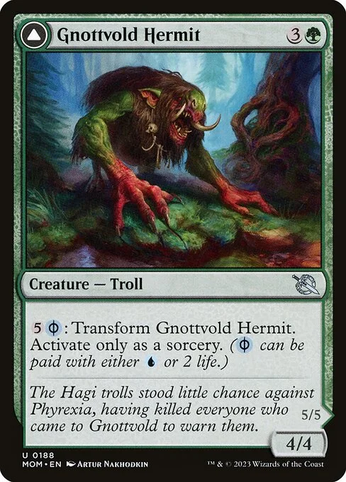 Gnottvold Hermit // Chrome Host Hulk, carta Magic di tipo Creature — Troll // Creature — Phyrexian Troll illustrata da Artur Nakhodkin